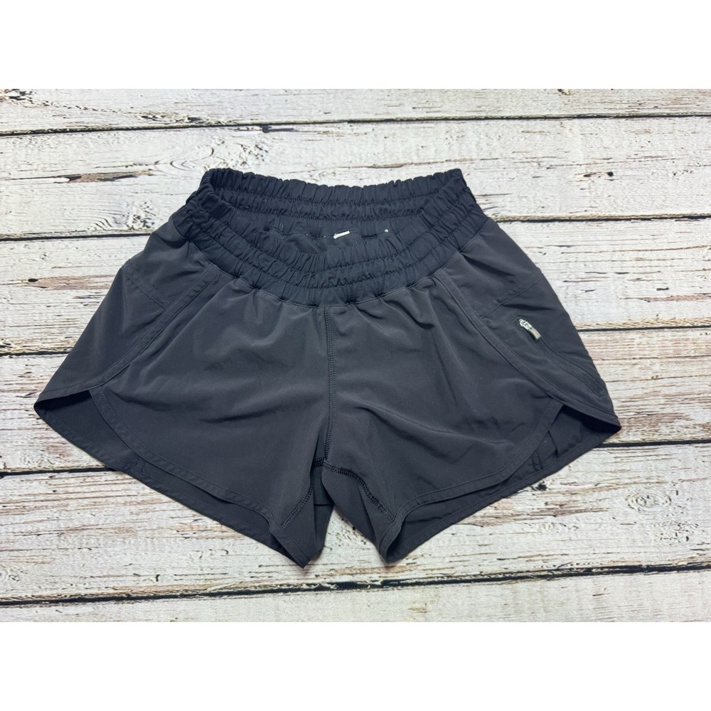 LULULEMON W7513S Black Run Track Attack Lined 4" Athletic Workout Shorts Sz 4